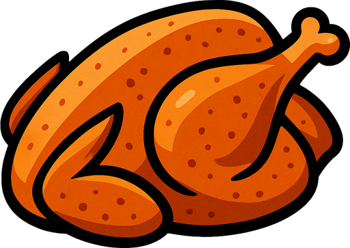 pişmiş tavuk.
In-Game asset.  2d.  High contrast.  No shadows