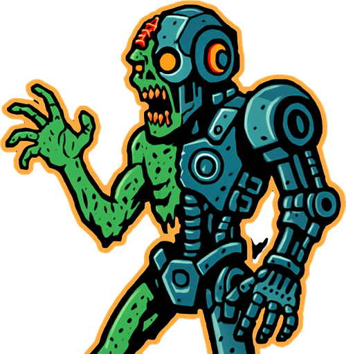 MACHINE ZOMBIE.
In-Game asset.  2d.  High contrast.  No shadows