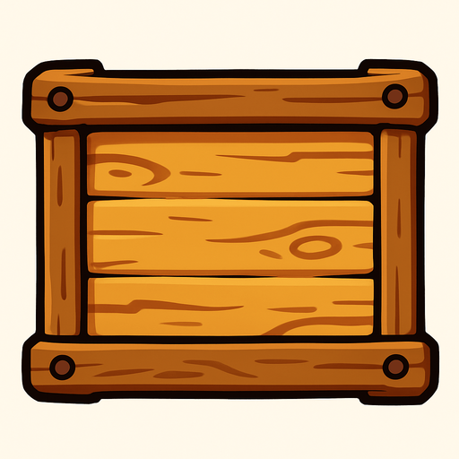 Recuadro de madera, parecido a un tablón de anuncios, animado.
In-Game asset.  2d.  High contrast.  No shadows