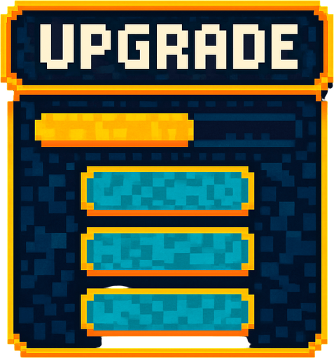 Upgrade system ui background like piksel.
In-Game asset.  2d.  High contrast.  No shadows