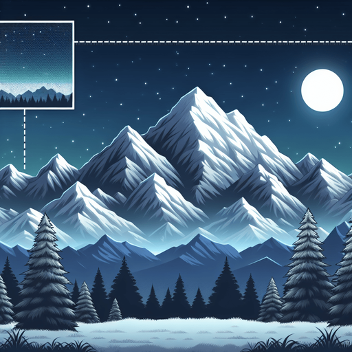 Background mountains, nighttime, snow topped
Single Game Texture. In-Game asset. 2d. Blank background. High contrast. No shadows.