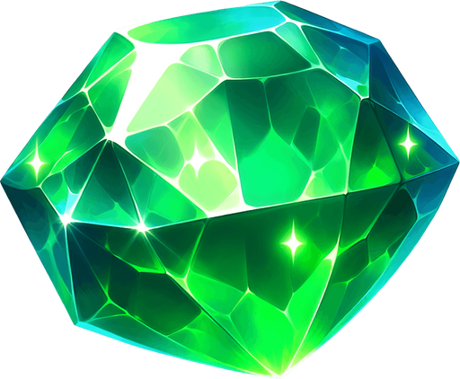 Emarald.
Single Game Texture.  In-Game asset.  2d.  Blank background.  No shadows