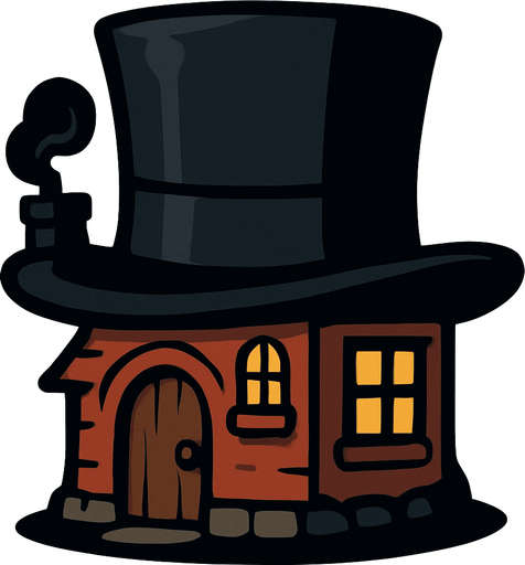 Tophat house.
In-Game asset.  2d.  High contrast.  No shadows