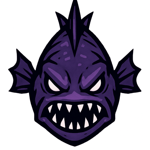 a purple evil fish seen from top to bottom.
In-Game asset.  2d.  High contrast.  No shadows