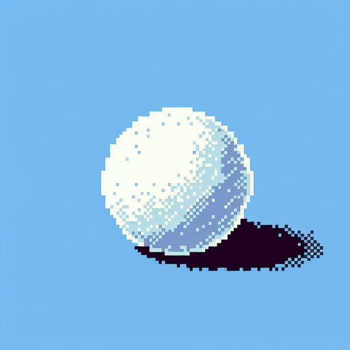 snowball. Single Game Texture. In-Game asset. 2d. Blank background. High contrast. No shadows. pixelated. 8 bit