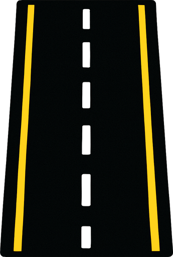 road çif şeritli düz yol.
In-Game asset.  2d.  High contrast.  No shadows