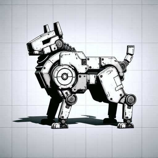 Rabid Robot Dog.
Single Game Texture. In-Game asset. 2d. Blank background. High contrast. No shadows.