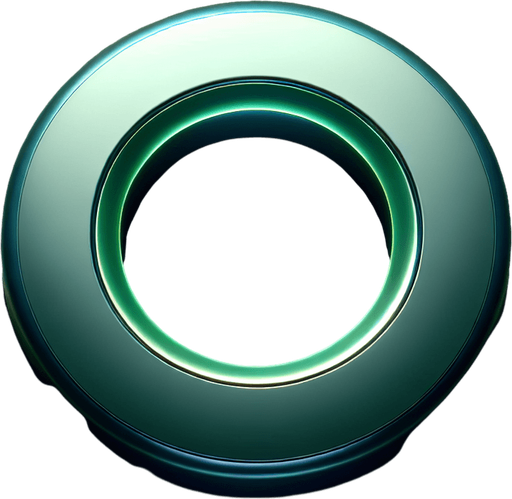 top view A green round start button empty in the center like a ring.