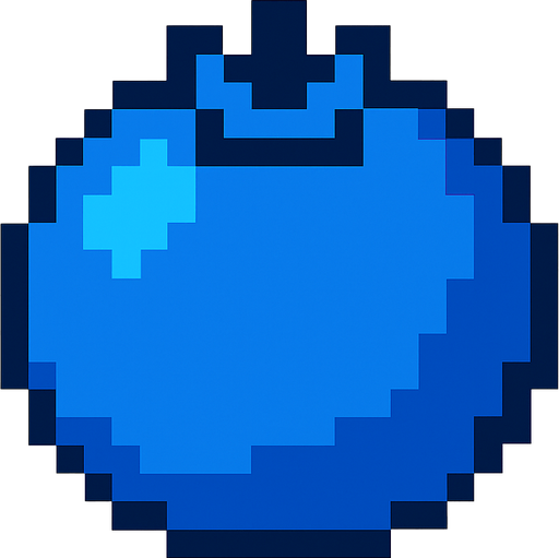 Blueberry 8 bit.
In-Game asset.  2d.  High contrast.  No shadows