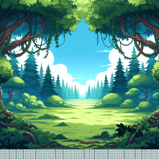 a clearing in the forest.
Single Game Texture.  In-Game asset.  2d.  Blank background.  High contrast.  No shadows