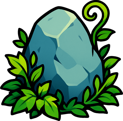 Pierre élément végétal.
In-Game asset.  2d.  High contrast.  No shadows