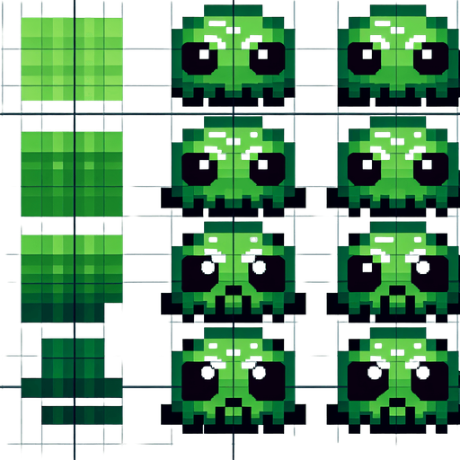 grinch. green monster. pixelart. only face. Single Game Texture. In-Game asset. 2d. Blank background. High contrast. No shadows.