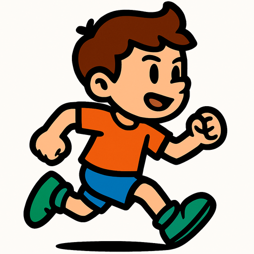 Boy running.
In-Game asset.  2d.  High contrast.  No shadows