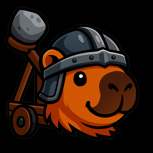 Elimina la espada. Añade una catapulta en la parte de atras de la cabeza con una piedra. La catapulta debe de  tener la piedra al lado izquierdo simulando se va a lanzar a la derecha. Haz la cabeza un poco mas pequeña.