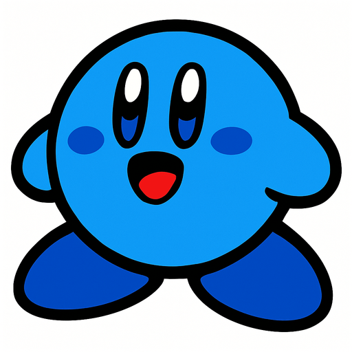 Blue kirby.
In-Game asset.  2d.  High contrast.  No shadows