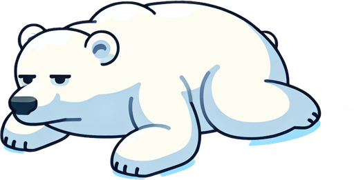 Белый медведь лежит на снегу. Мультяшный.
Single Game Texture.  In-Game asset.  2d.  Blank background.  High contrast.  No shadows