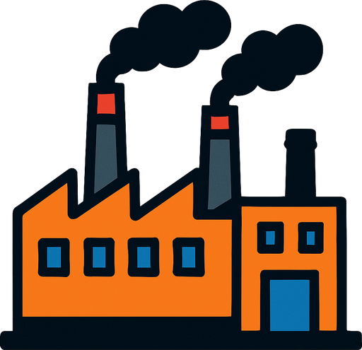 Factory.
In-Game asset.  2d.  High contrast.  No shadows