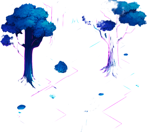 Top down isometric Cyberpunk forest background image large