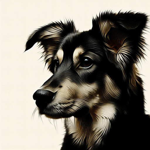Dog.
Single Game Texture.  In-Game asset.  2d.  Blank background.  High contrast.  No shadows