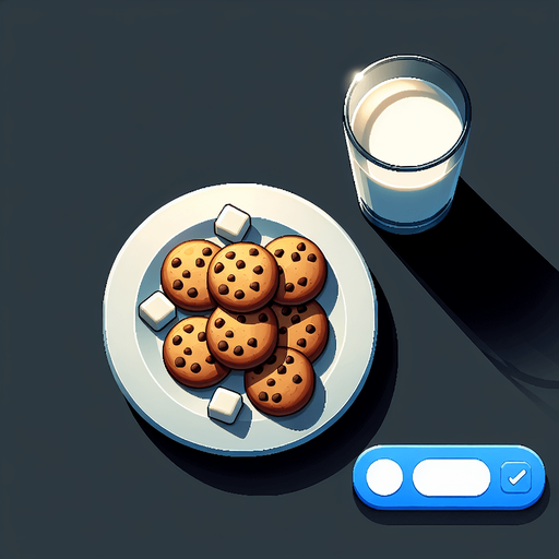 top down plate of cookies glass of milk. In-Game asset. Blank background. No shadows. Single Game Texture. In-Game asset. 2d. Blank background. High contrast. No shadows.