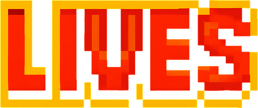 texto hecho con pixeles que diga lives.
In-Game asset.  2d.  High contrast.  No shadows