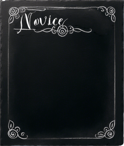 Text "NOVICE BLEND" in chalk, handwritten