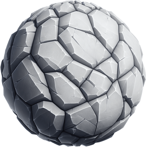 A stone from top view (2d).
Single Game Texture. In-Game asset. 2d. Blank background. High contrast. No shadows.