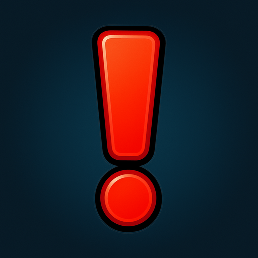 Red exclamation mark with a gradient and a stroke.
In-Game asset.  2d.  High contrast.  No shadows