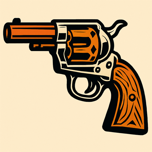 a western revolver.
In-Game asset.  High contrast.  No shadows