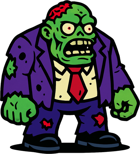 Zombie boss.
In-Game asset.  2d.  High contrast.  No shadows