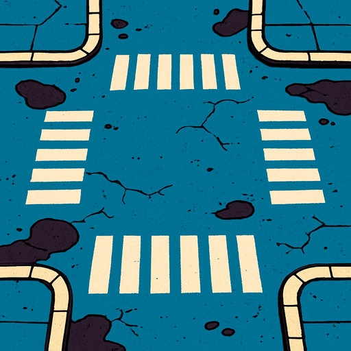 The street ground of a city.
In-Game asset.  2d.  High contrast.  No shadows