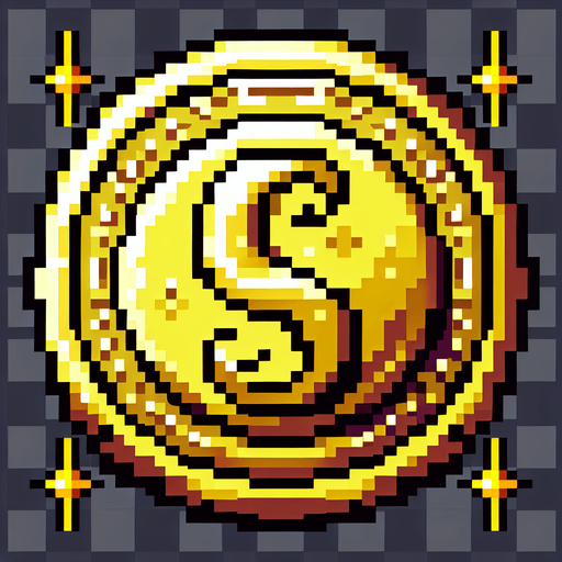 A gold coin. 8 bit pixel art.
Single Game Texture.  In-Game asset.  2d.  Blank background.  High contrast.  No shadows