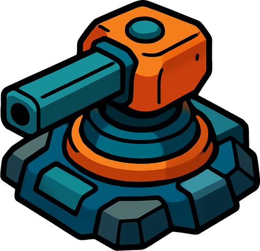 a 2d turret base.
In-Game asset.  2d.  High contrast.  No shadows