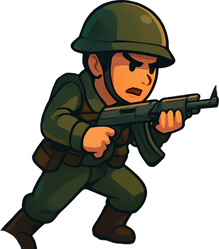 Fullscreen modern App Store landscape banner, 16:9, high definition, for a game titled "Battlefield Blitz" and with the description "A dynamic 2D war game where you control a hero, dodge enemy attacks, and shoot down waves of foes to survive and score high.". No text on banner!