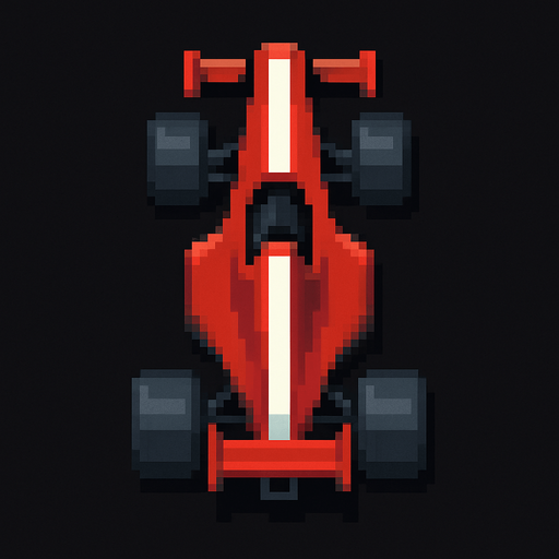 Vertical pixel racing car..
In-Game asset.  2d.  High contrast.  No shadows