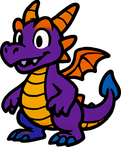 Mazz le dragon.
In-Game asset.  2d.  High contrast.  No shadows