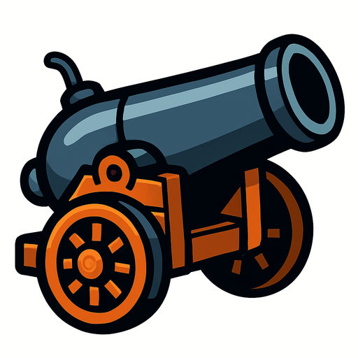 cannon.
In-Game asset.  2d.  High contrast.  No shadows