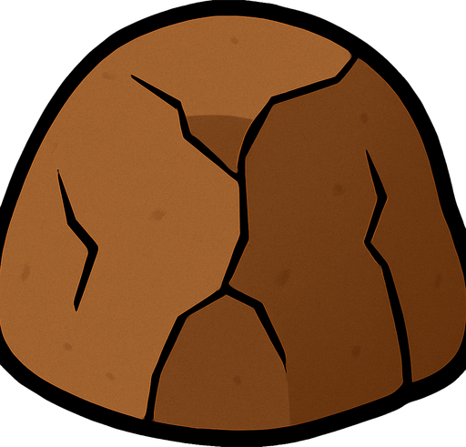 smaller rock, more rounded, really thick black outline, same brown color