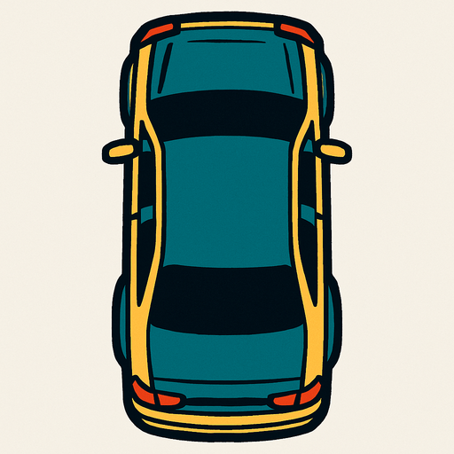 car top view.
In-Game asset.  2d.  High contrast.  No shadows