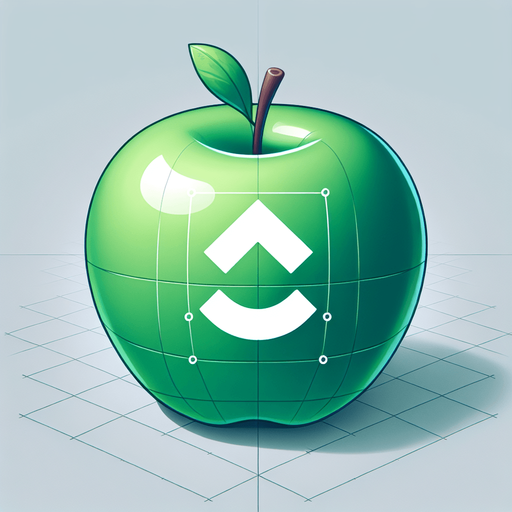 a white " ^" on a green apple..
Single Game Texture. In-Game asset. 2d. Blank background. High contrast. No shadows.