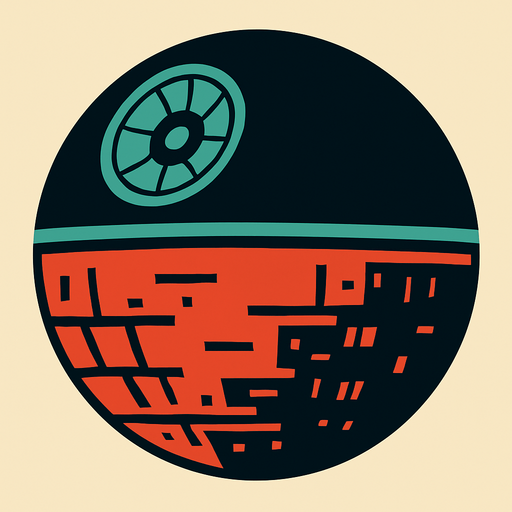 Star wars la estrella de la muerte.
In-Game asset.  2d.  High contrast.  No shadows