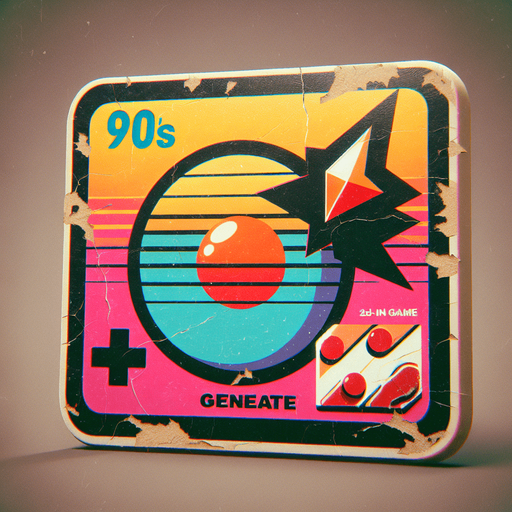 Worn out sticker for a video game, 90s style, cheese, simple, vintage.
Single Game Texture. In-Game asset. 2d. Blank background. High contrast. No shadows.