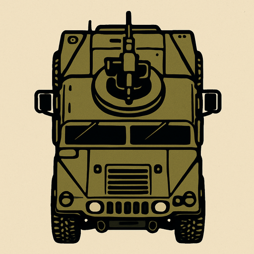 Top view of a military Humv ground vehicle.
In-Game asset.  2d.  High contrast.  No shadows