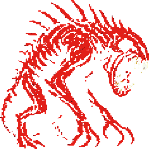 un mounstro grande hecho con pixeles con perspectiva de lado y mas aterrador
In-Game asset.  2d.  High contrast.  No shadows