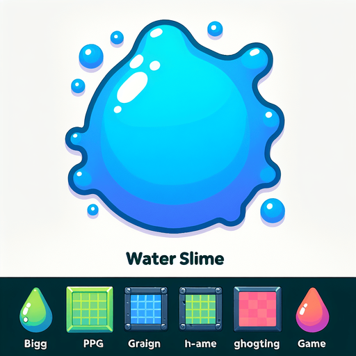 Un slime de agua RPG con estilo suave y simple.
Single Game Texture.  In-Game asset.  2d.  Blank background.  High contrast.  No shadows