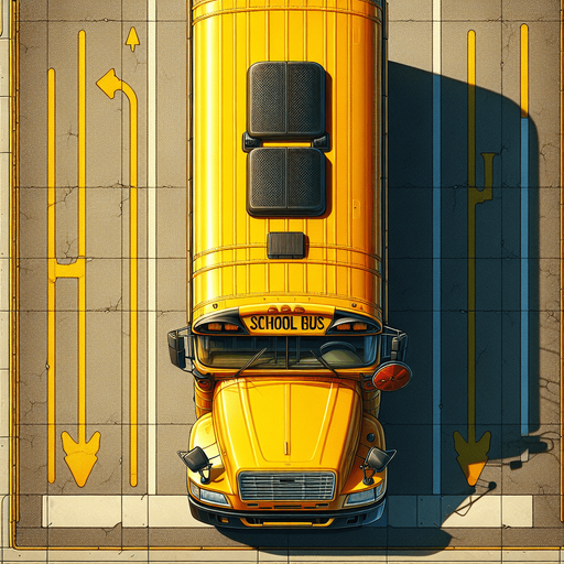 Yellow bus in a top down view.
Single Game Texture.  In-Game asset.  High contrast.  No shadows