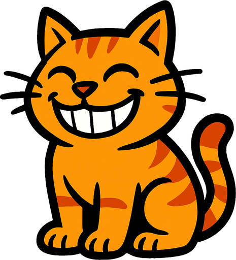 Gulen bir kedi.
In-Game asset.  2d.  High contrast.  No shadows