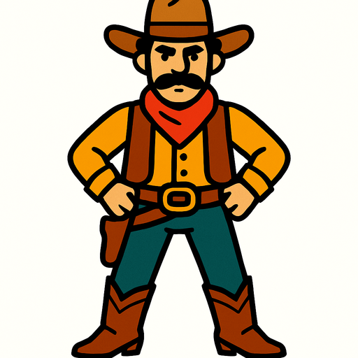 Cowboy.
In-Game asset.  2d.  High contrast.  No shadows