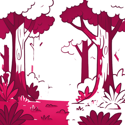 Fond d'écran forêt ROSE.
In-Game asset.  2d.  High contrast.  No shadows