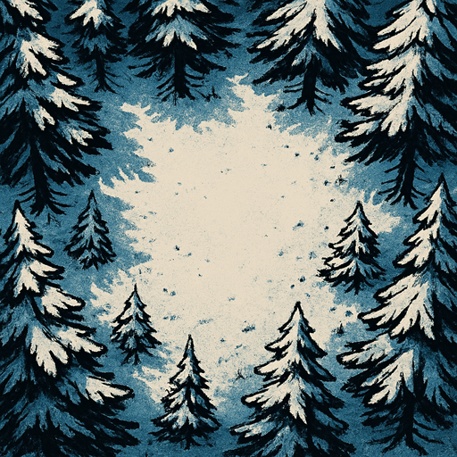winter forest top view, trees on the edges empty in the middle.
In-Game asset.  High contrast